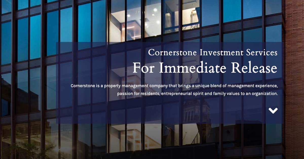 Press Release - Cornerstone Management